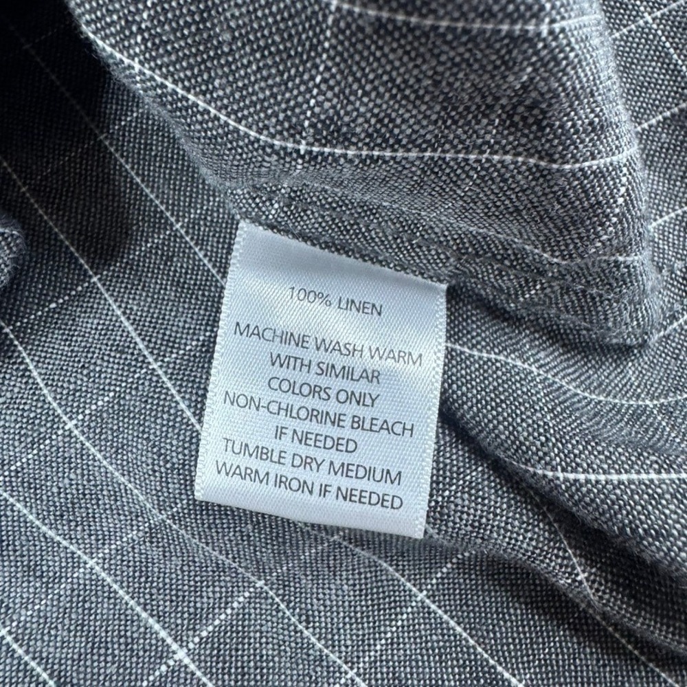 UNTUCKit Linen Button Down Shirt Mens Large Gray Plaid Long Sleeve Windowpane - Picture 5 of 8